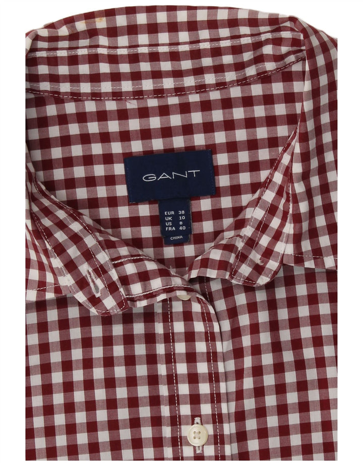 Gant Damenhemd UK 10 Small Burgundy Gingham Cotton