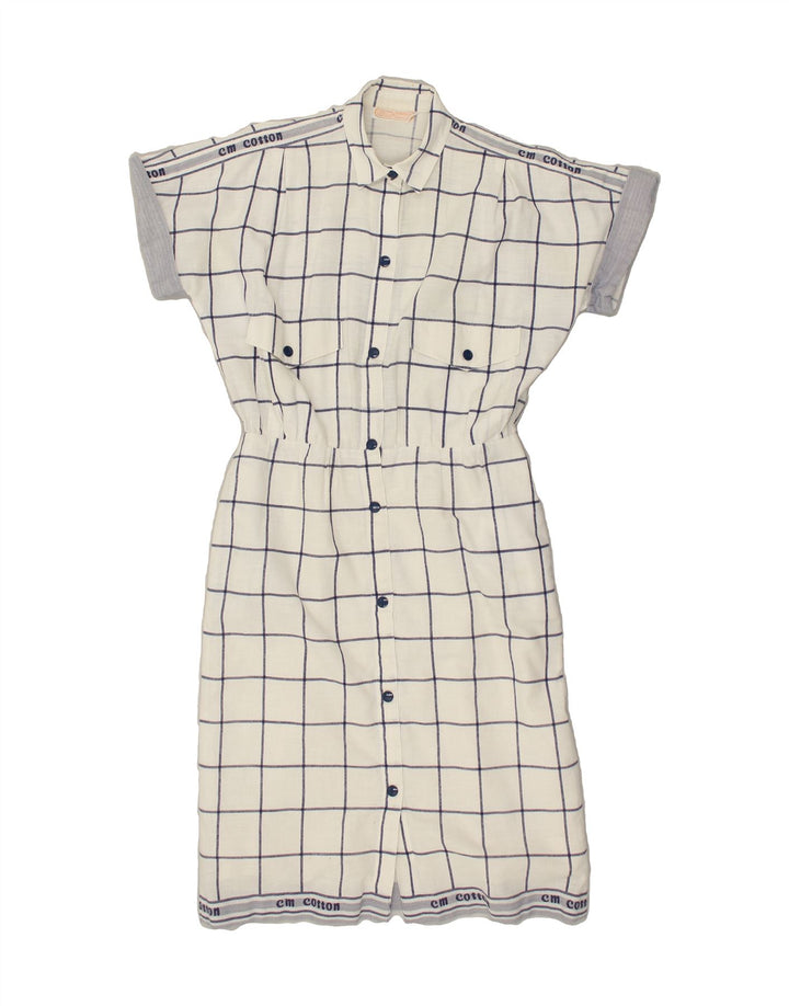 CREATION Womens Shirt Dress IT 38 XS White Check Cotton | Vintage Creation | Thrift | Second-Hand Creation | Used Clothing | Messina Hembry 