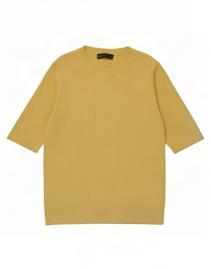 Marks & Spencer Damen-Pullover mit Rundhalsausschnitt, Gr. 14, Mittelgelb