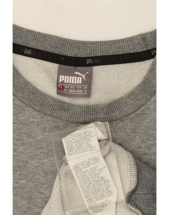 Puma Herren Grafik-Sweatshirt-Pullover aus mittelgrau gesprenkelter Baumwolle