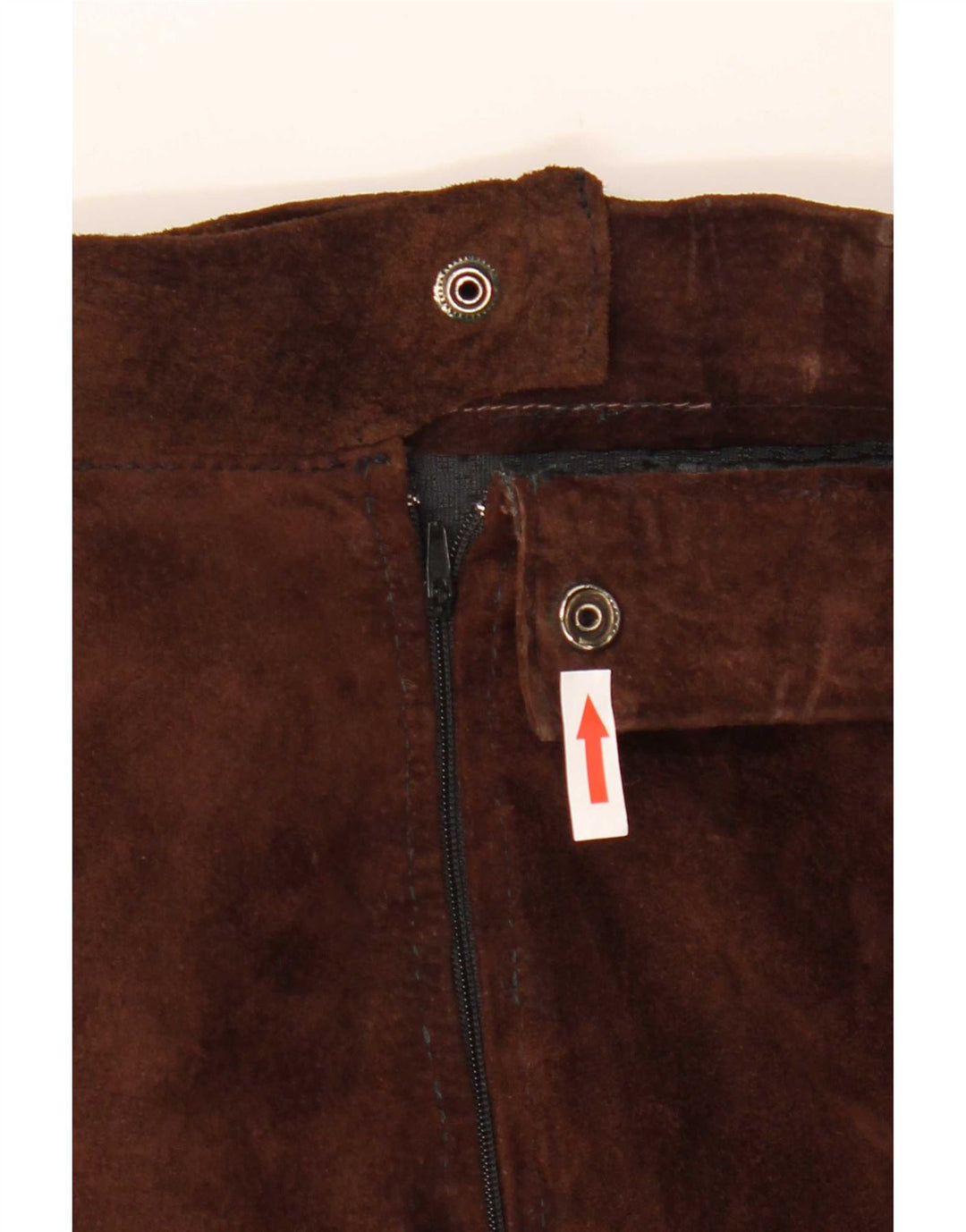 Vintage Damen Wildleder ausgestellter Rock W30 Mittelbraun Farbblock