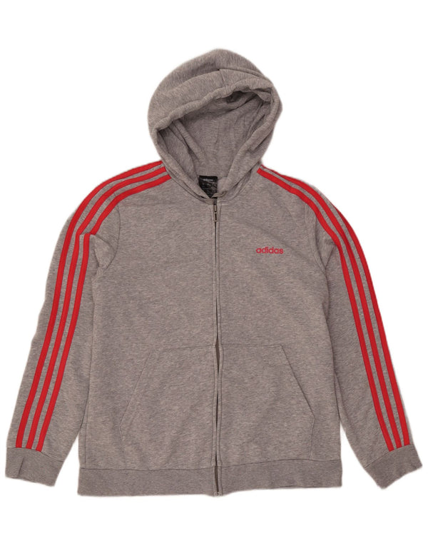 ADIDAS Damen Zip Hoodie Pullover UK 20/22 XL Grau gefleckte Baumwolle