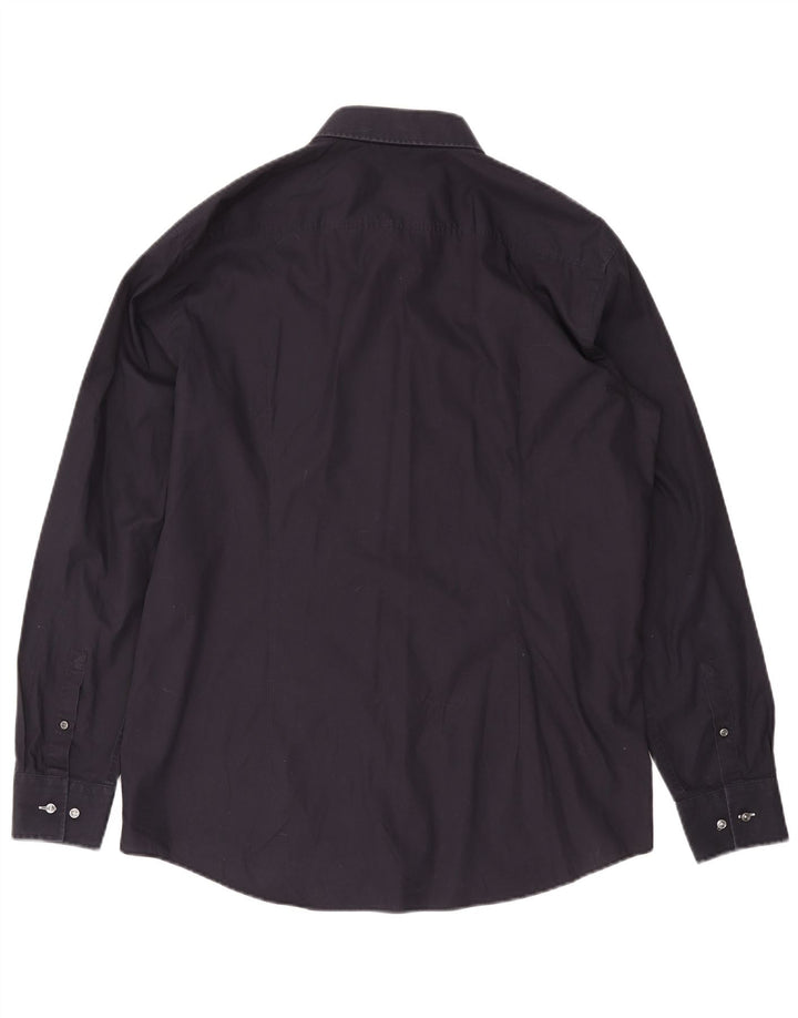 HUGO BOSS Herren Slim Fit Hemd Größe 44 17 1/2 XL Marineblaue Baumwolle