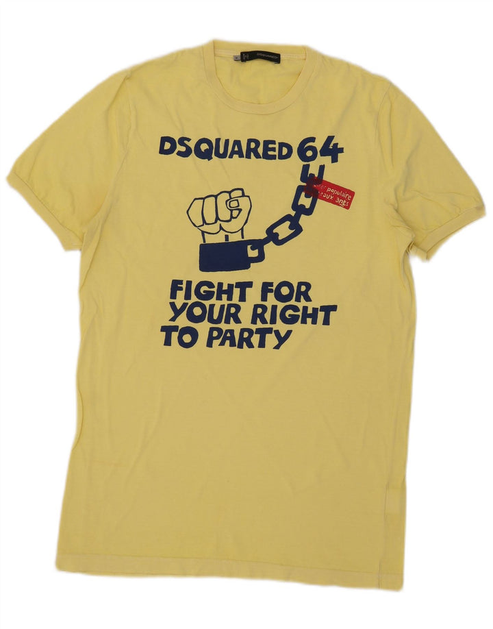 Dsquared2 Herren Grafik-T-Shirt-Oberteil aus mittelgelber Baumwolle