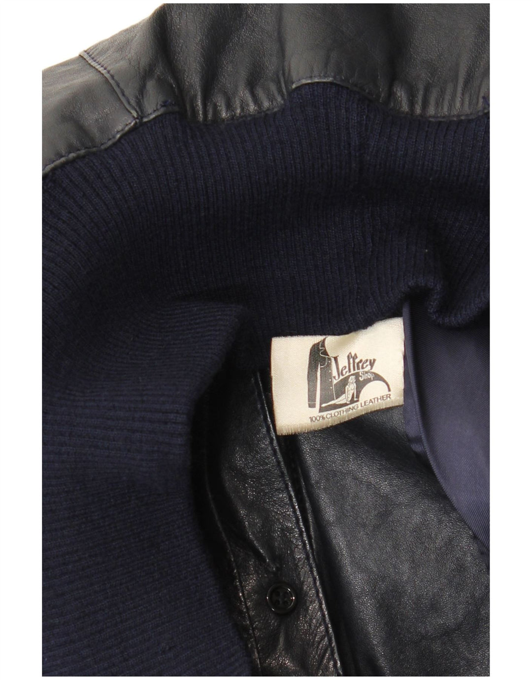 Vintage Damen Bomber Lederjacke UK 14 Medium Marineblaues Leder