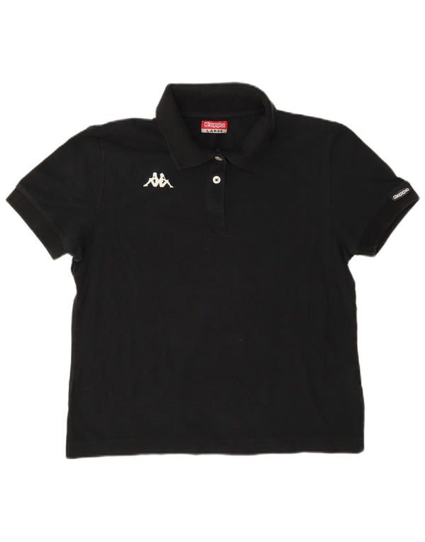 Kappa Damen Poloshirt UK 16 Large Schwarz Baumwolle