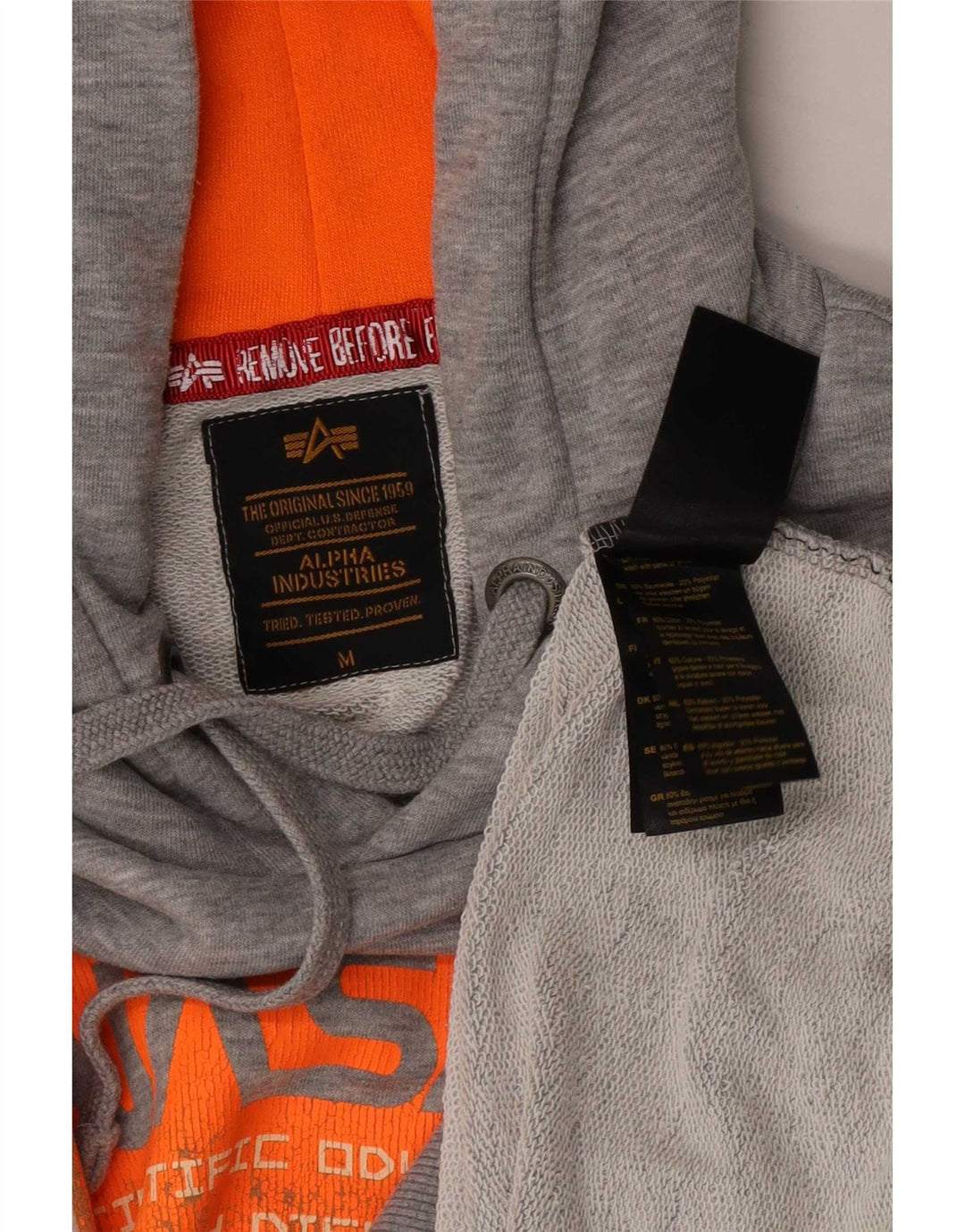 Alpha Industries Herren-Kapuzenpullover mit Grafik, mittelgrau gesprenkelte Baumwolle