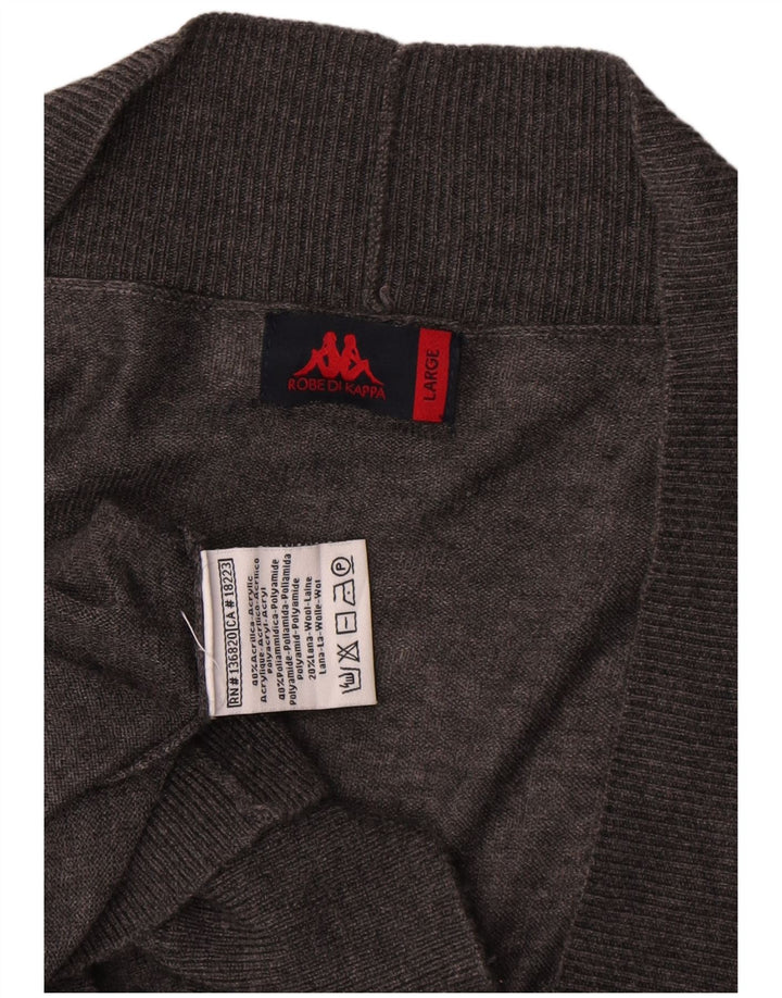 Kappa Damen-Pullover mit V-Ausschnitt, UK 16, Größe L, Grau, Polyacryl