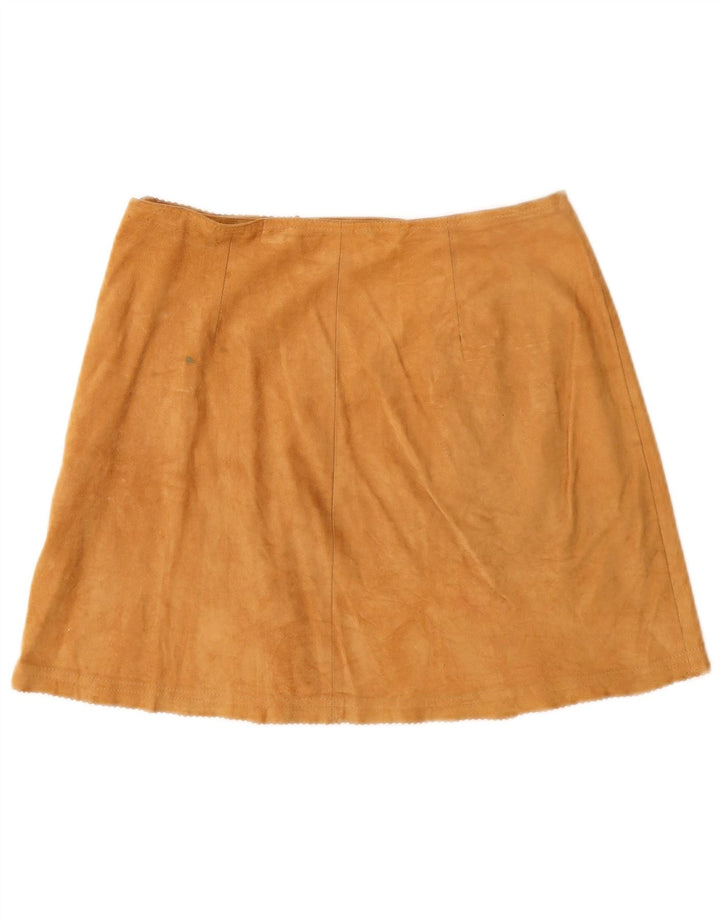 Stefanel Damen Wildleder-Wickelrock IT 44 Medium W28 Braunes Leder