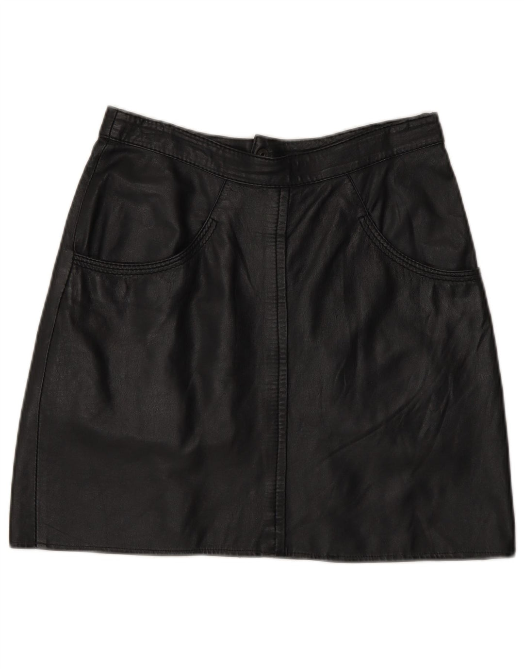 Vintage Damen Mini Lederrock IT 44 Medium W28 Schwarz