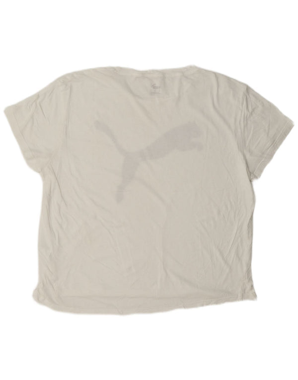 Puma Damen Grafik T-Shirt Top UK 18 XL Weiße Baumwolle
