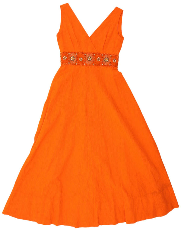 Vintage Damen Ärmelloses A-Linien-Kleid UK 10 Small Orange