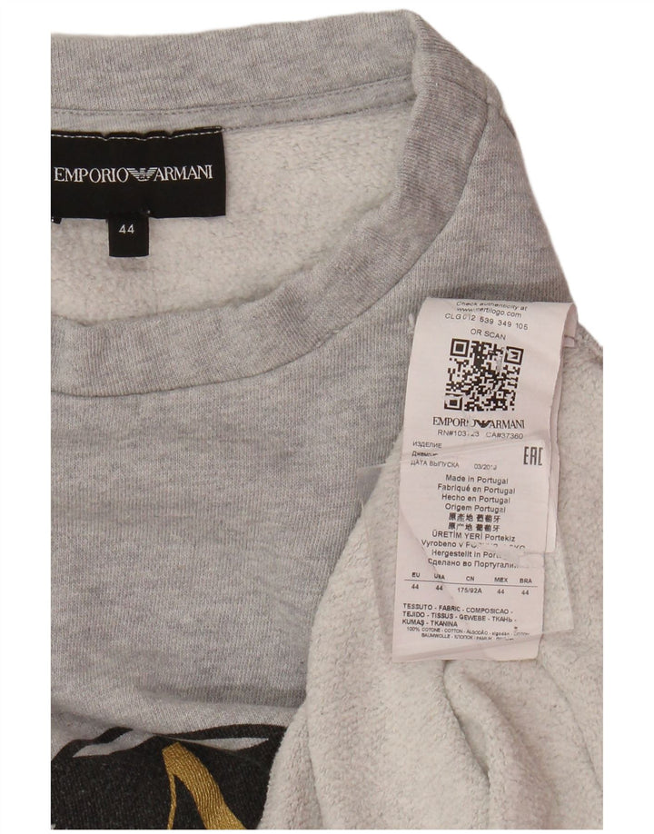 Emporio Armani Damen Crop Sweatshirt Pullover IT 44 Mittelgrau gefleckt