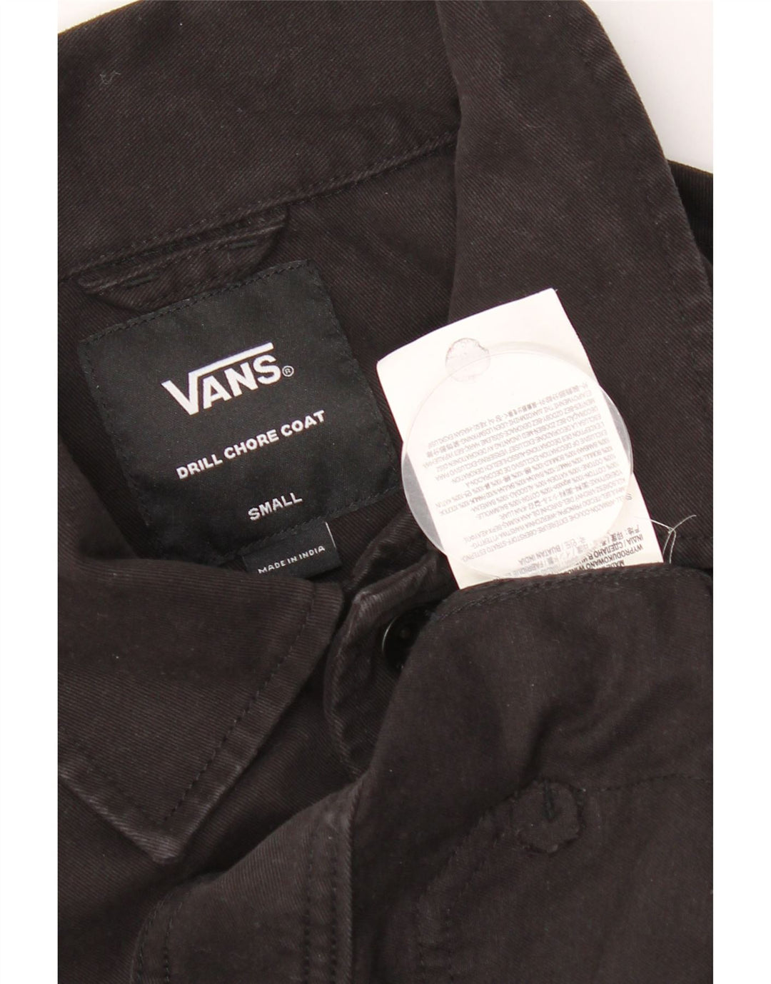 Vans Herren-Jeansjacke mit Grafik, UK 36, Größe S, schwarze Baumwolle