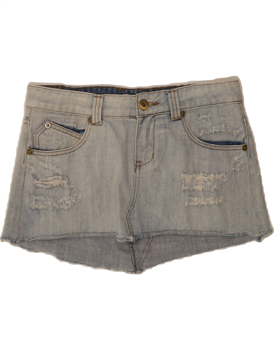 QUIZ Womens Distressed Denim Skirt UK 12 Medium W32  Blue Cotton Vintage Quiz and Second-Hand Quiz from Messina Hembry 