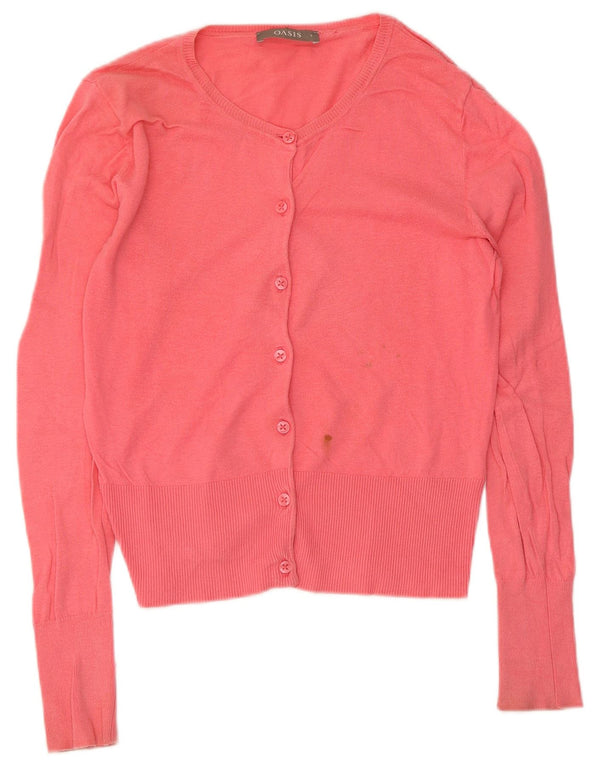 Oasis Damen-Cardigan-Pullover UK 10 Small Rosa Baumwolle