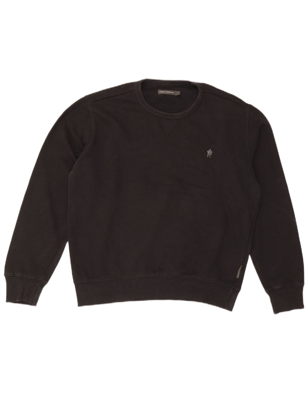 FRENCH CONNECTION Herren-Sweatshirt-Pullover, groß, schwarze Baumwolle