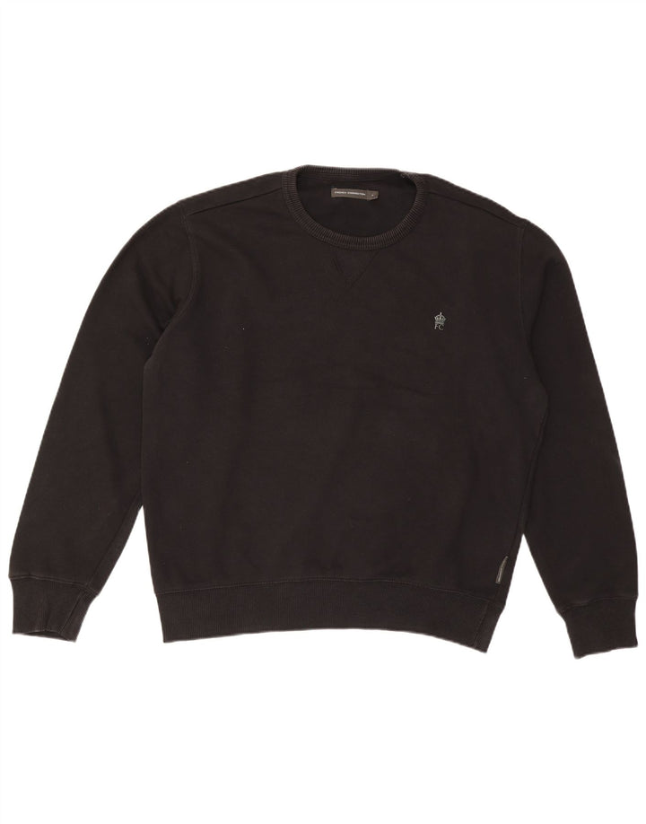 FRENCH CONNECTION Herren-Sweatshirt-Pullover, groß, schwarze Baumwolle