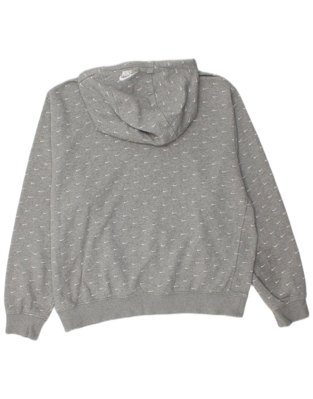 NIKE Mens Graphic Hoodie Jumper Large Grey Cotton