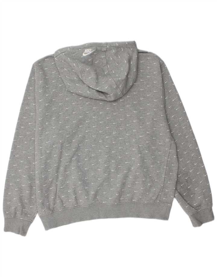 NIKE Mens Graphic Hoodie Jumper Large Grey Cotton