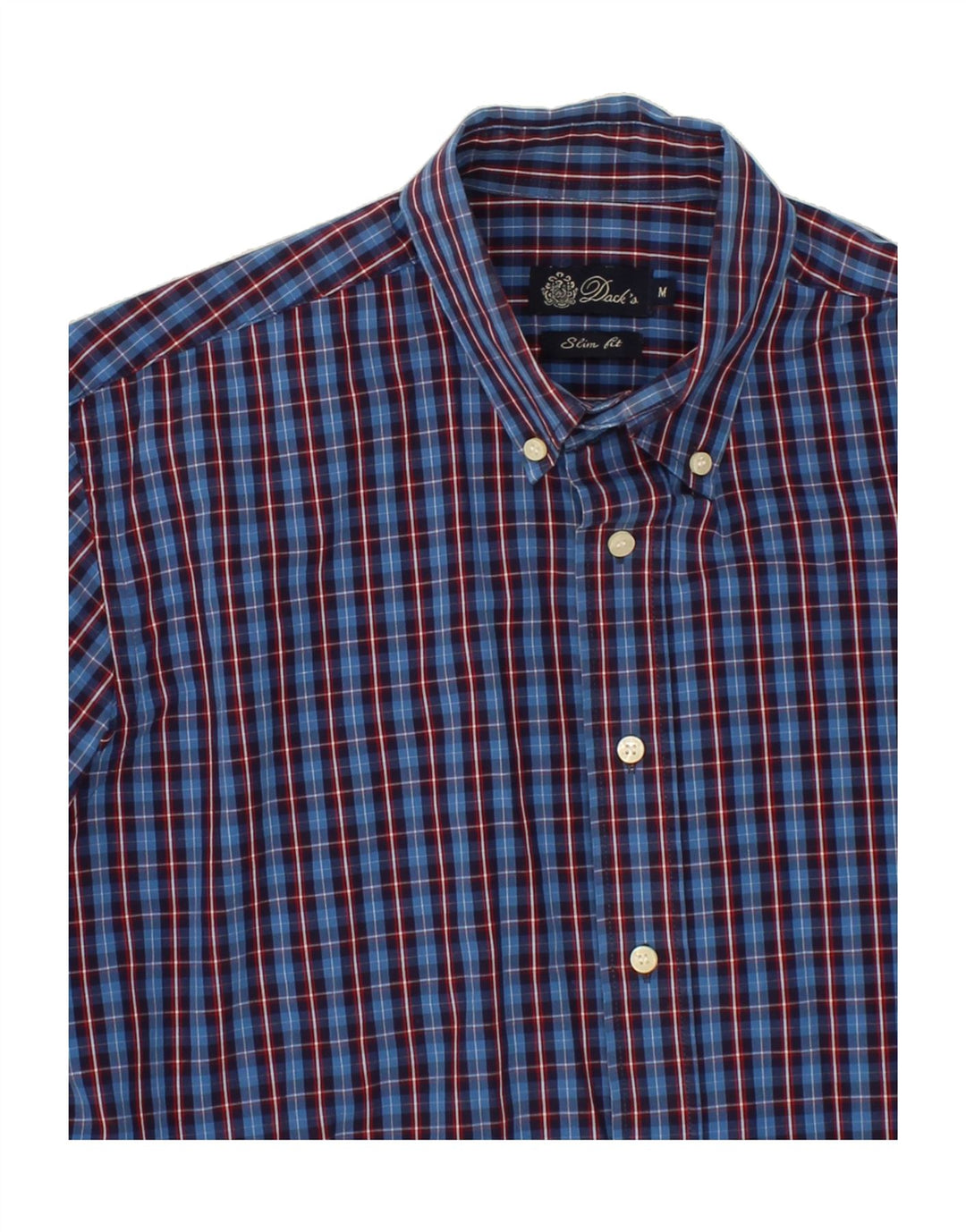 DACK'S Mens Slim Fit Shirt Medium Blue Check Cotton Vintage Dack's and Second-Hand Dack's from Messina Hembry 