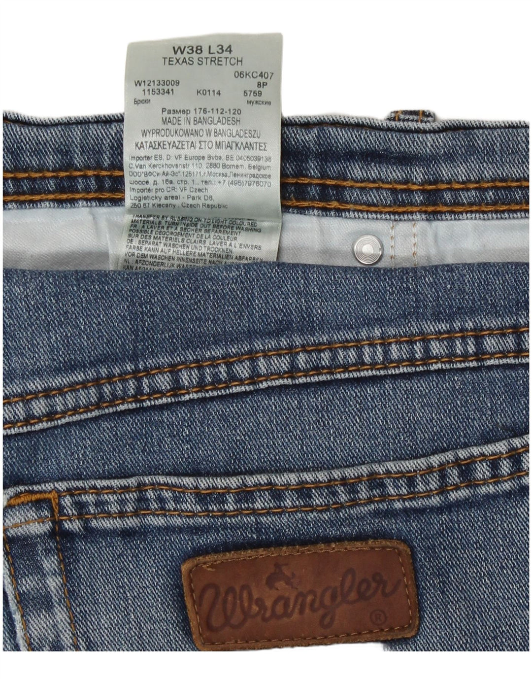 Wrangler Herren Straight Jeans W38 L31 Blaue Baumwolle
