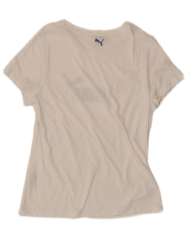 Puma Damen Grafik T-Shirt Top UK 14 Large Weiß