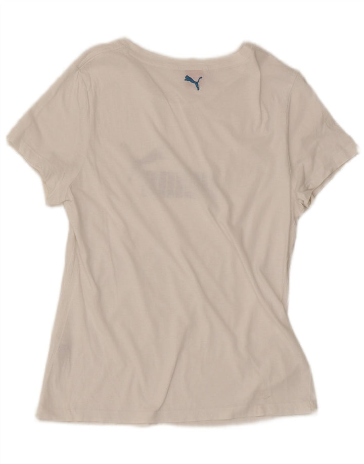 Puma Damen Grafik T-Shirt Top UK 14 Large Weiß