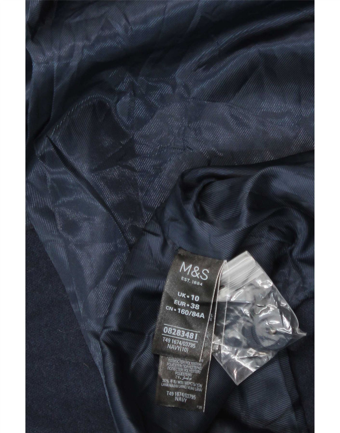 Marks & Spencer Damenmantel UK 10 Small Marineblau Polyester