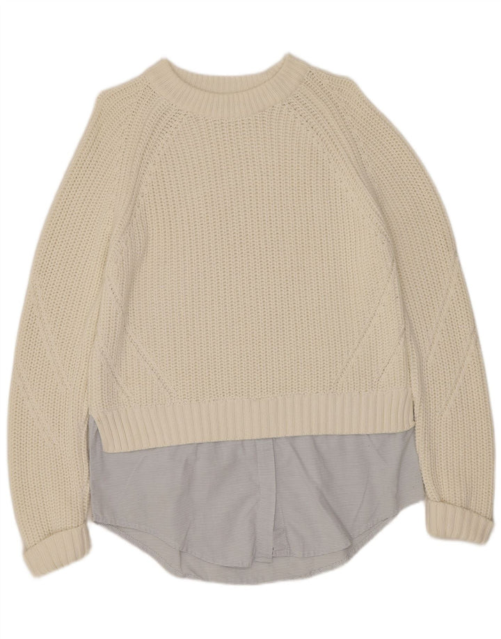 Marks & Spencer Damen-Pullover mit Rundhalsausschnitt, Gr. 14, Größe L, gebrochenes Weiß