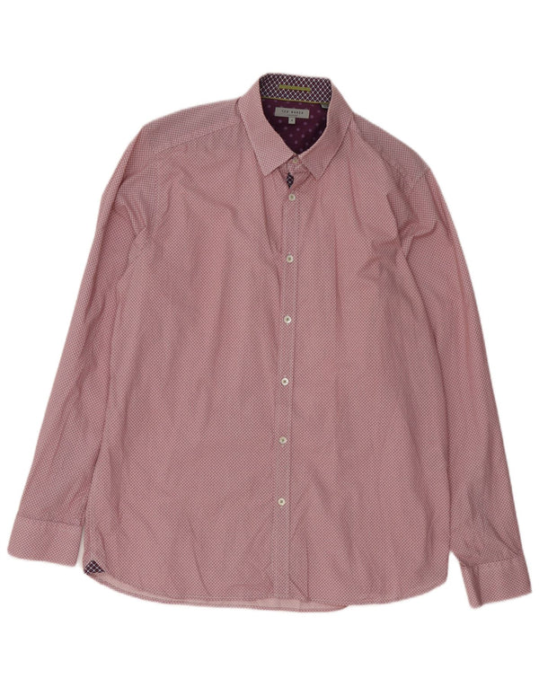 Ted Baker Herrenhemd Größe 5 XL, rote Baumwolle mit Blumenmuster