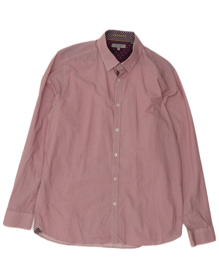 Ted Baker Herrenhemd Größe 5 XL, rote Baumwolle mit Blumenmuster