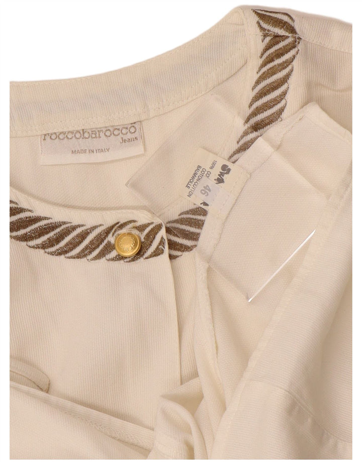 ROCCOBAROCCO Damen Hemdbluse IT 46 Große weiß gestreifte Baumwolle