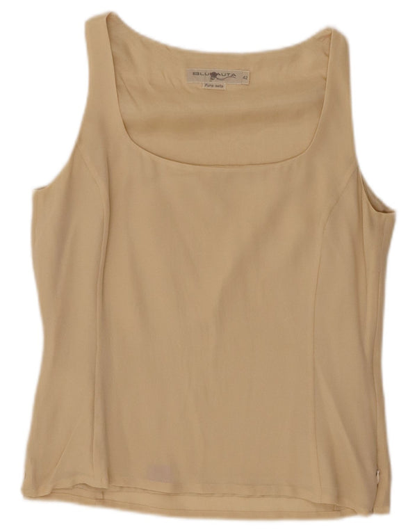 Blunauta Damen ärmelloses Blusenoberteil IT 42 Mittelbeige Seide