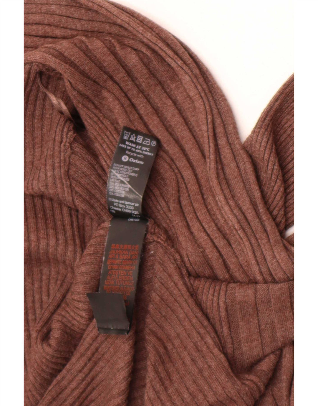 Marks & Spencer Damen Asymmetrischer offener Cardigan-Pullover UK 14 Mittelbraun
