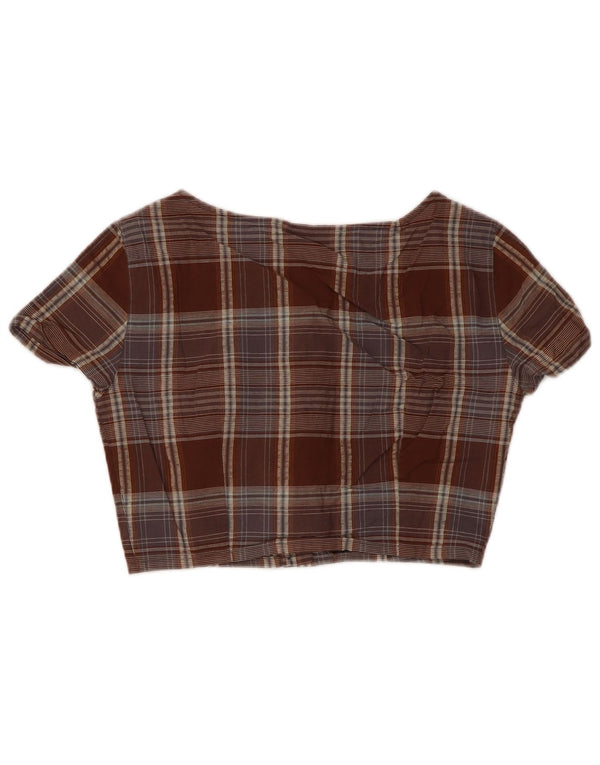 New Penny Damen Crop Kurzarm-Hemdbluse IT 42 Mittelbraun kariert