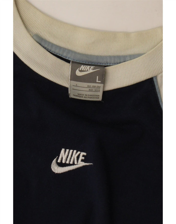 NIKE Jungen-Top mit Grafik, 12–13 Jahre, Größe L, Marineblau, Farbblock
