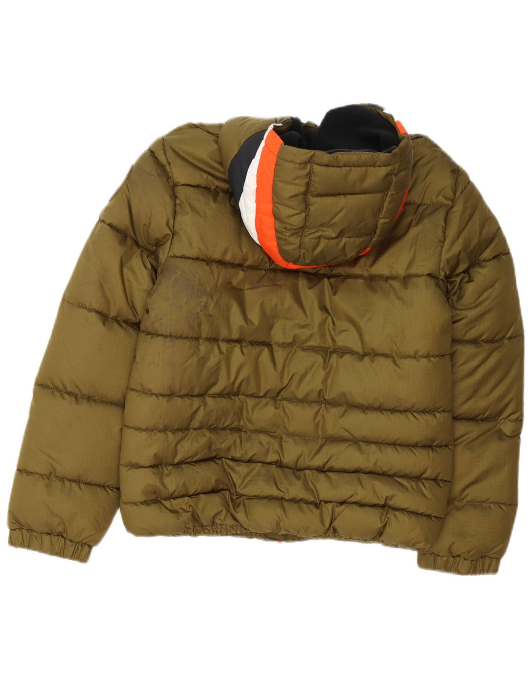 Levi's wattierte Jungenjacke mit Kapuze, 11–12 Jahre, Khaki, Farbblock-Polyester