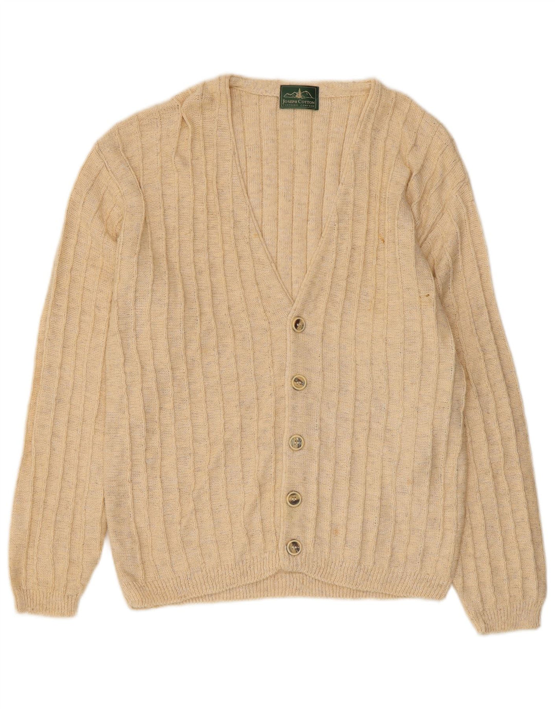 Vintage Herren Cardigan Pullover Mittelbeige Baumwolle