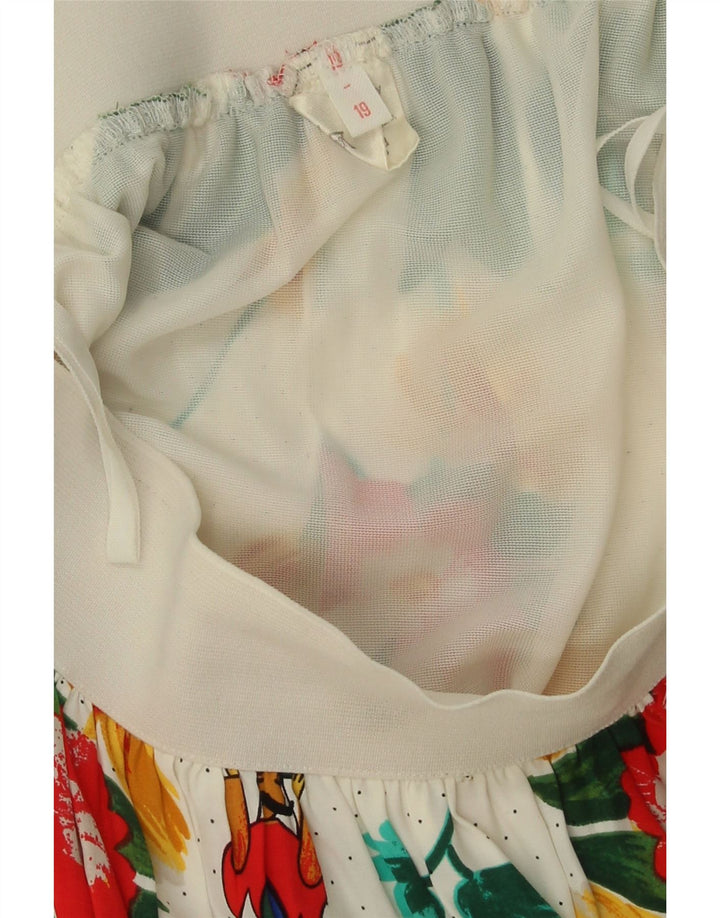VINTAGE Womens A-Line Skirt W30 Medium White Floral Viscose Vintage Vintage and Second-Hand Vintage from Messina Hembry 