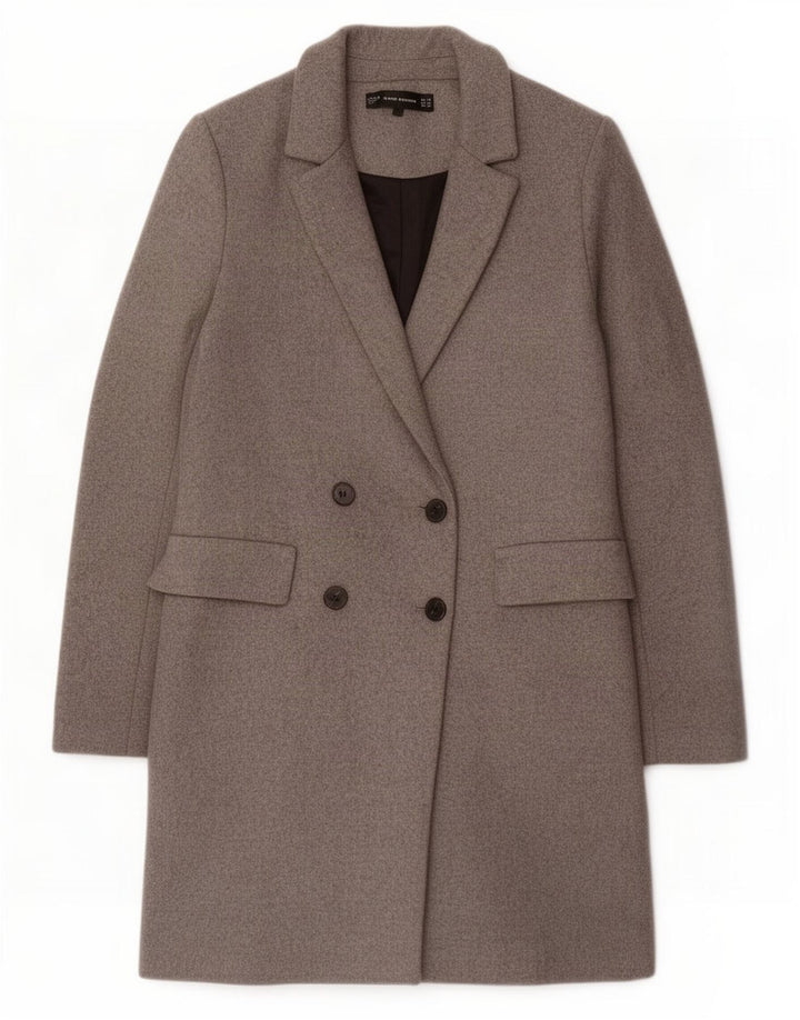 Zara Damen Übergroßer zweireihiger Mantel UK 6 XS Grau