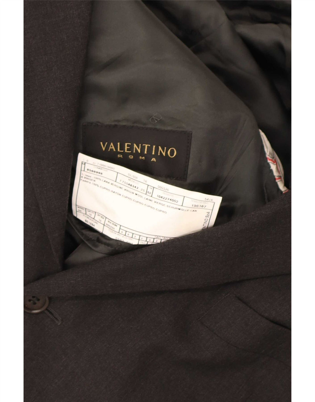 Valentino Herren-Blazer mit 3 Knöpfen, IT 54, 2XL, graue Wolle