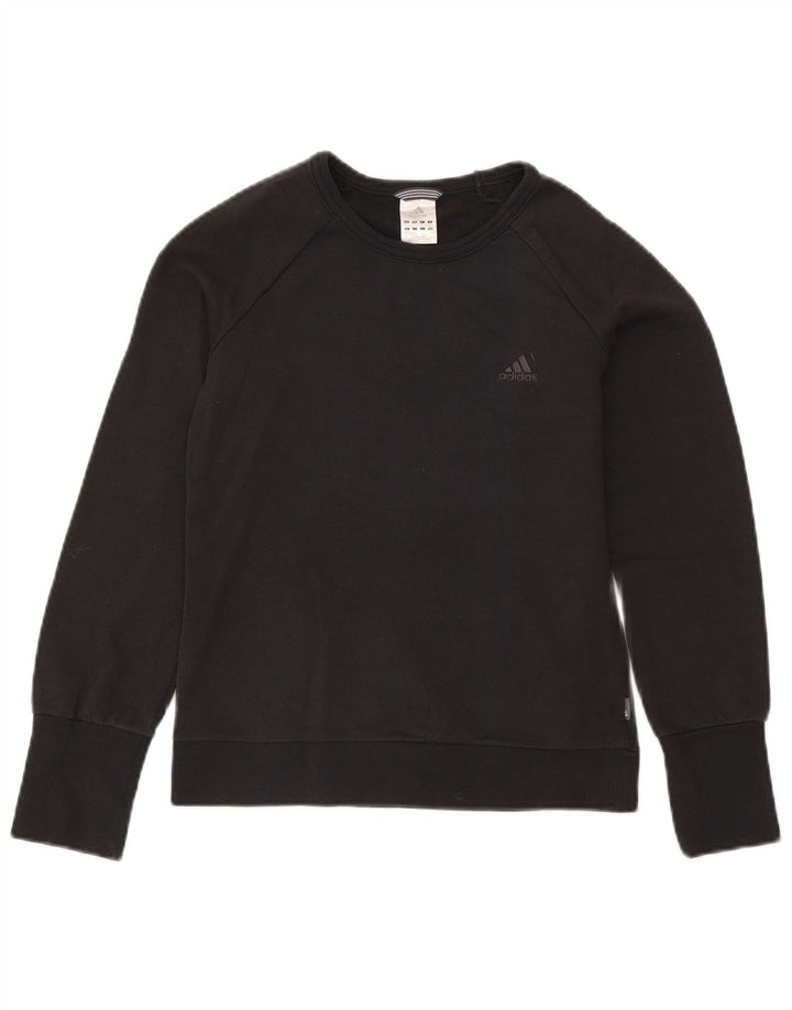 Adidas Damen Sweatshirt Pullover UK 12 Medium Marineblau Baumwolle