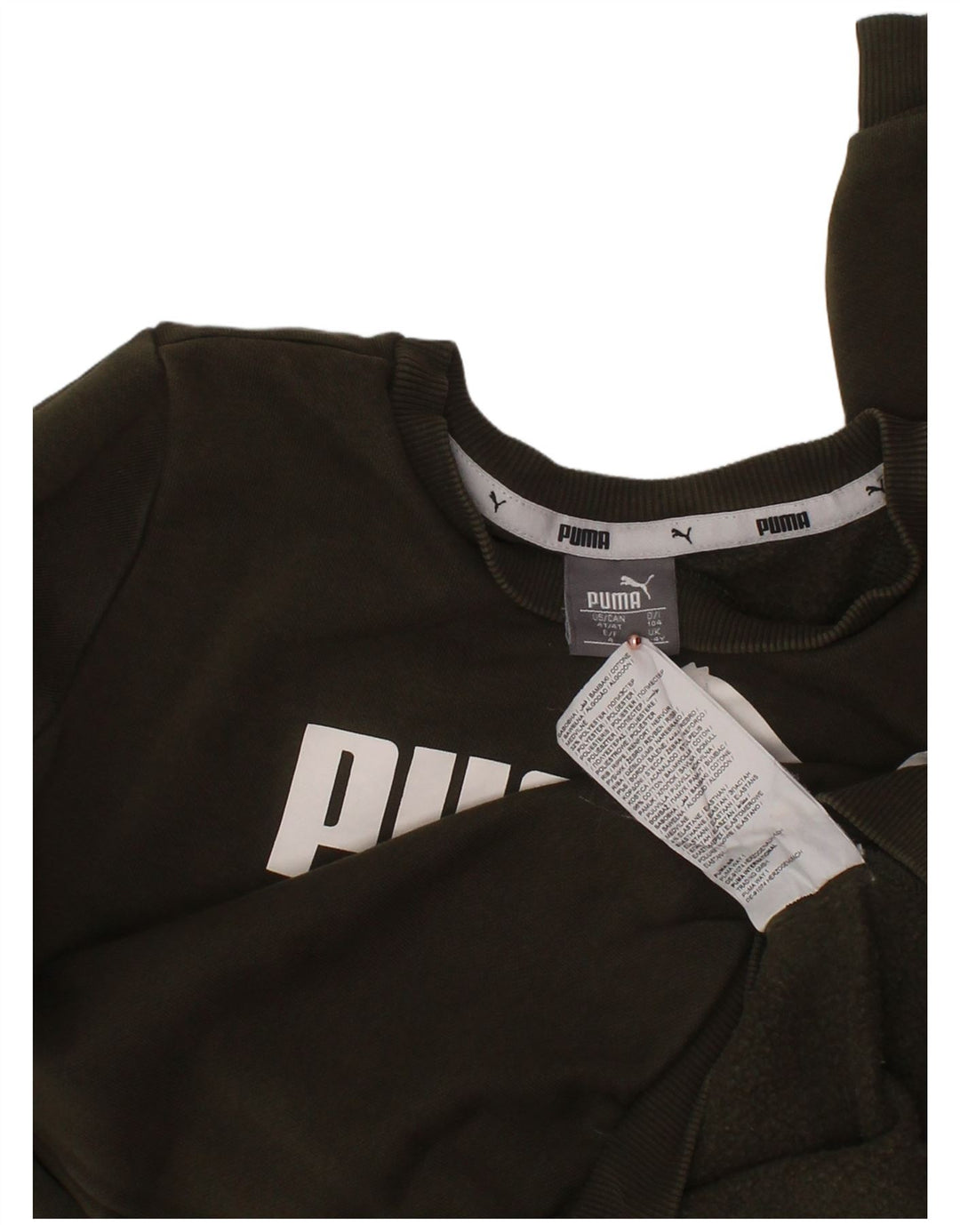 PUMA Jungen Grafik-Sweatshirt, Pullover, 3–4 Jahre, Khaki, Baumwolle