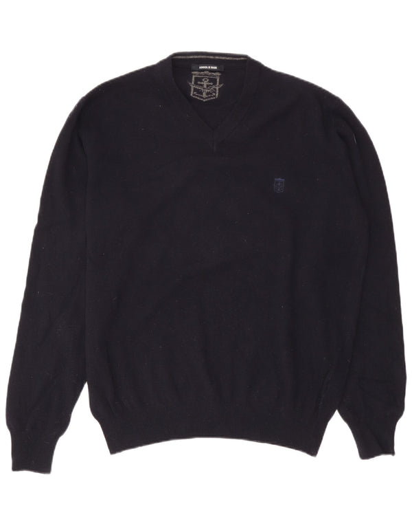 Armata Di Mare Herren-Pullover mit V-Ausschnitt, große marineblaue Wolle