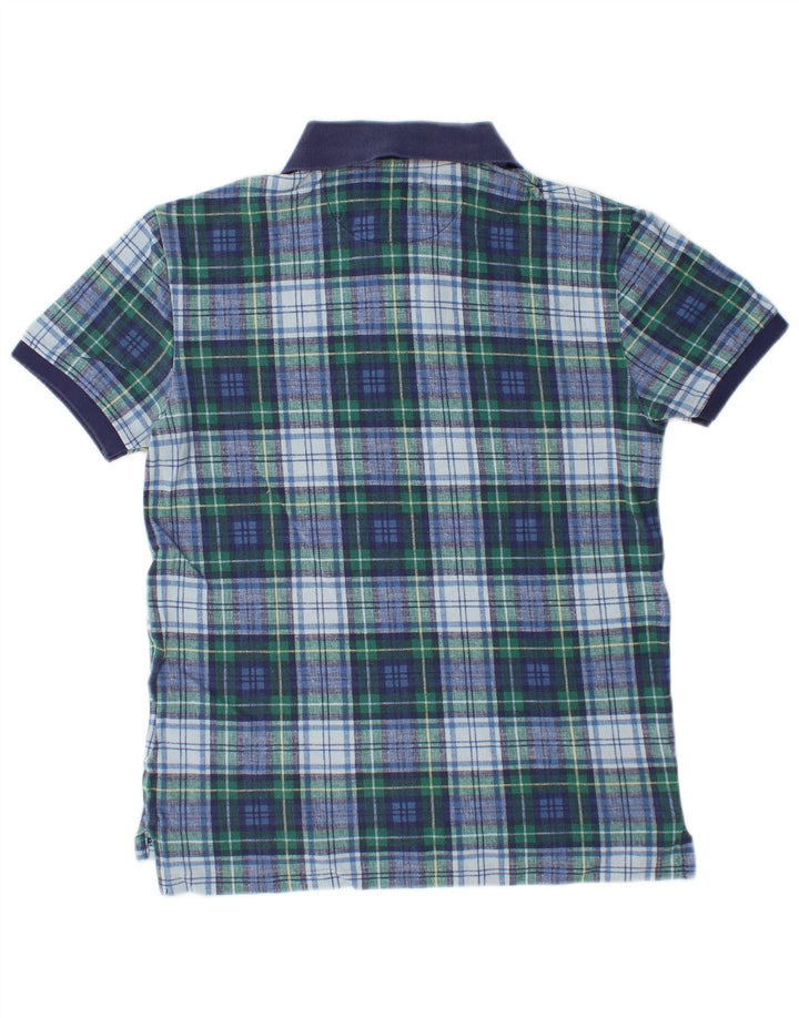 POLO RALPH LAUREN Herren-Poloshirt mit schmaler Passform, klein, blau kariert, Baumwolle