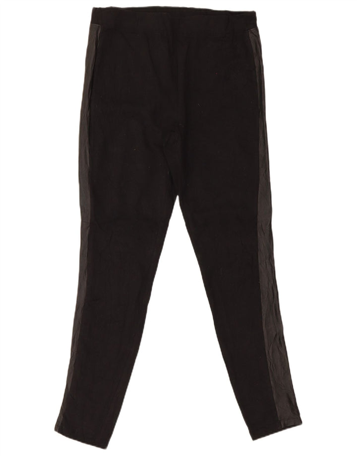 Dkny Damen Leggings UK 14 Large Schwarz Colourblock Baumwolle