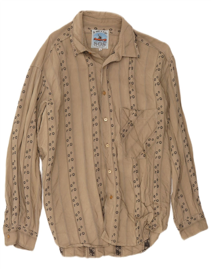 Sos Herrenhemd Mittelbeige Blumenviskose