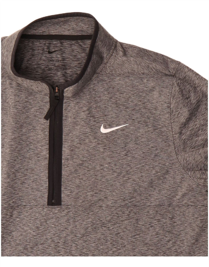 Nike Herren Dri Fit Pullover-Trainingsanzugoberteil mit Reißverschluss, Größe L, Grau meliert