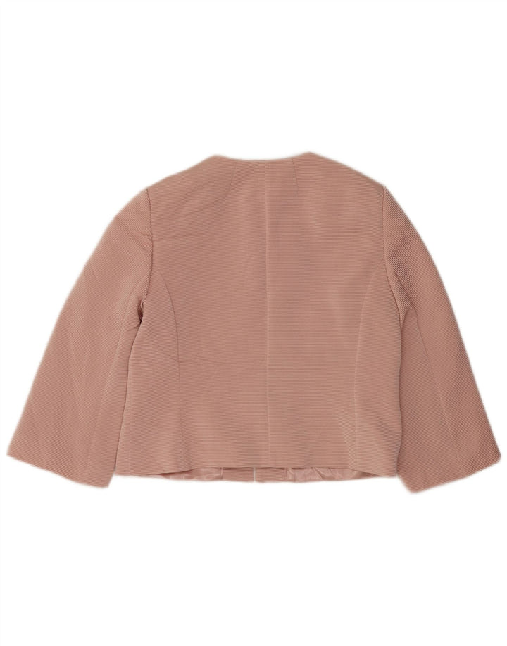Hobbs Damen Crop Open Blazer Jacke UK 12 Mittelrosa Viskose